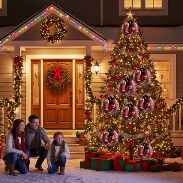 6PCS Set 3.9in Christmas Tree Hanging Decorations 3.9x3.9x3.9in Christmas Glass Ball Ornaments Tree Hanging Decor For Holiday Parties & Trees